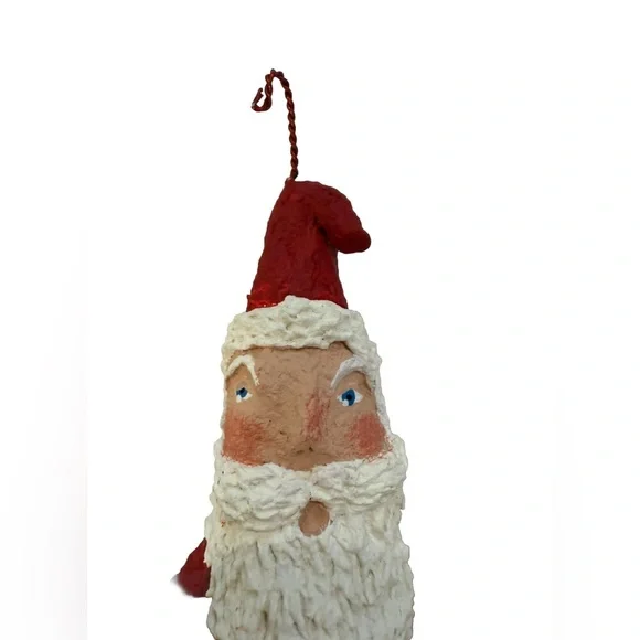 RARE Debra Schoch / Bethany Lowe Vintage Folk Art Paper Mache Roly Poly Santa